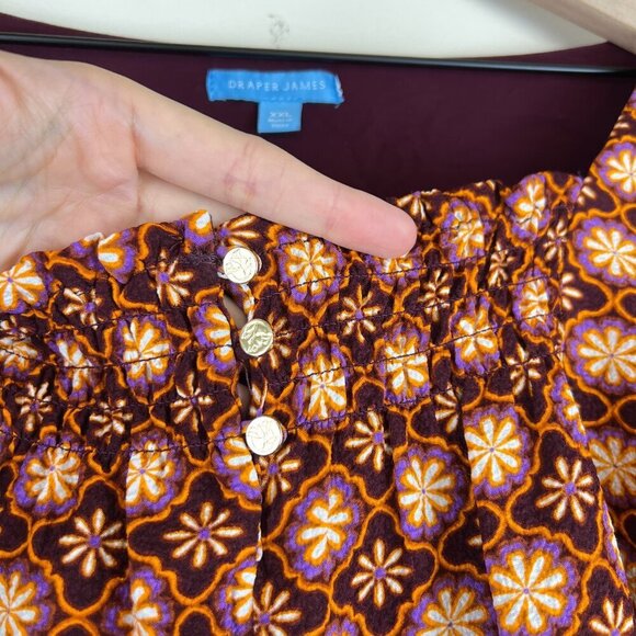 Draper James Allover Geo Printed Long Sleeve Square Neck Top - Picture 6 of 7